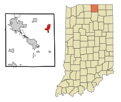 Elkhart County Indiana Incorporated and Unincorporated areas Middlebury Highlighted